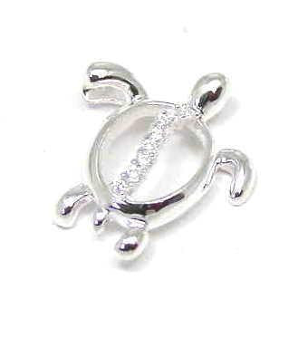 925 STERLING SILVER HAWAIIAN HONU SEA TURTLE PENDANT SHINY CZ