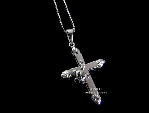 SILVER 925 HAWAIIAN 4 LEAF SHINY CROSS DANGLE MOVABLE HONU TURTLE PENDANT