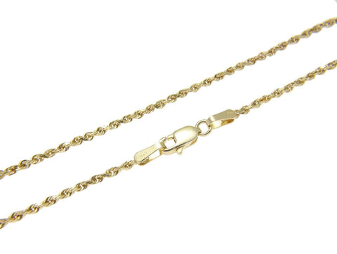 1.5MM SOLID 14K YELLOW GOLD DIAMOND CUT ROPE ANKLET 9"