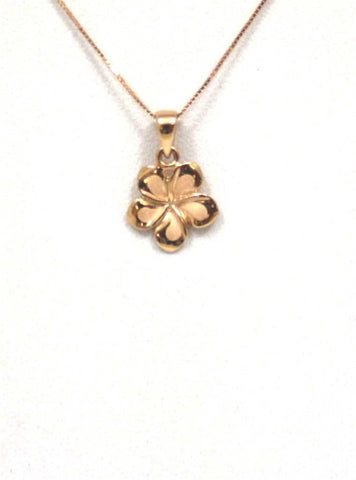 13MM SOLID 14K PINK ROSE GOLD HAWAIIAN FANCY PLUMERIA FLOWER CHARM PENDANT