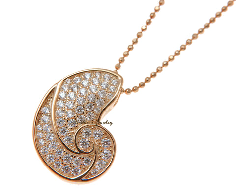 ROSE GOLD PLATED 925 STERLING SILVER HAWAIIAN NAUTILUS SHELL PENDANT CZ 15MM