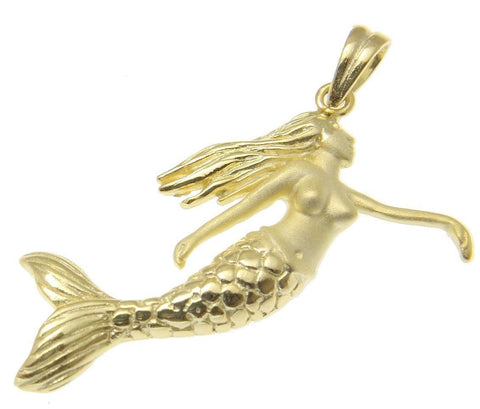 YELLOW GOLD PLATED STERLING SILVER 925 HAWAIIAN MERMAID PENDANT