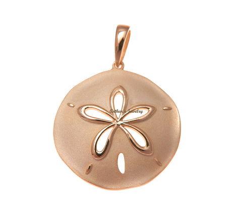 ROSE GOLD PLATED 925 STERLING SILVER HAWAIIAN SAND DOLLAR PENDANT 29.50MM