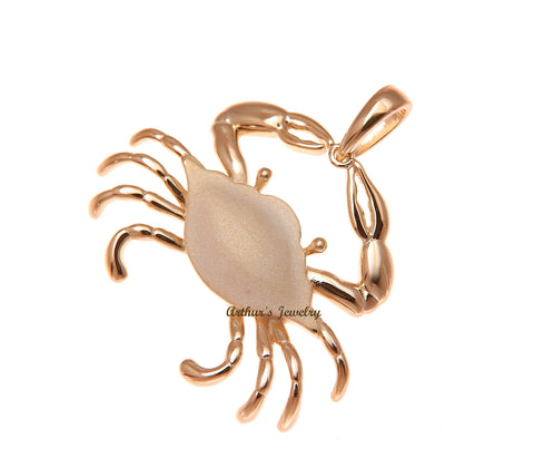 ROSE GOLD PLATED 925 STERLING SILVER HAWAIIAN BLUE PINCHER CRAB PENDANT 33.8MM