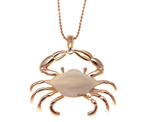 ROSE GOLD PLATED 925 STERLING SILVER HAWAIIAN BLUE PINCHER CRAB PENDANT 33.8MM