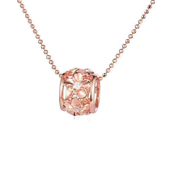 Pink gold and diamonds necklace, 8 mm.