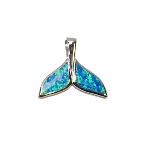 INLAY OPAL HAWAIIAN WHALE TAIL SLIDE PENDANT STERLING SILVER 925 SMALL LARGE