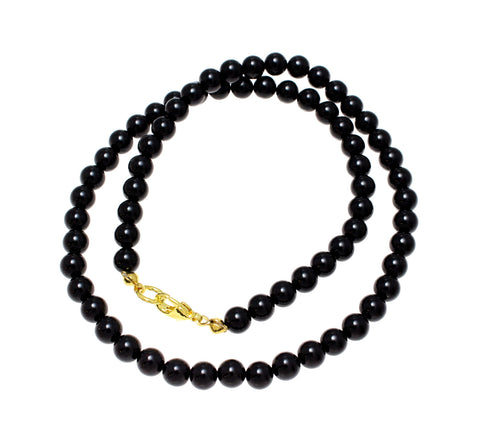 GENUINE NATURAL BLACK CORAL BEAD BALL STRAND NECKLACE 6MM 16"- 32"