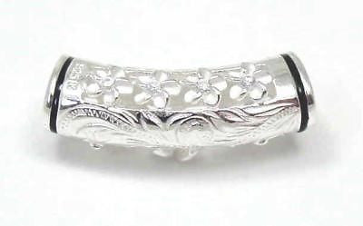 925 SILVER 2 SIDED HAWAIIAN HORIZONTAL PLUMERIA FLOWER TURTLE HONU SLIDE PENDANT