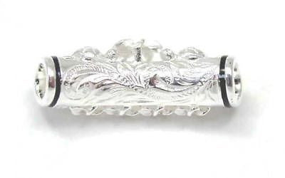 925 SILVER 2 SIDED HAWAIIAN HORIZONTAL PLUMERIA FLOWER TURTLE HONU SLIDE PENDANT