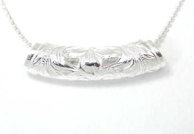 925 STERLING SILVER 2 SIDED HAWAIIAN HORIZONTAL PLUMERIA KUUIPO SCROLL PENDANT