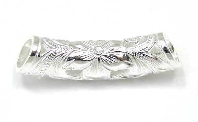 925 STERLING SILVER 2 SIDED HAWAIIAN HORIZONTAL PLUMERIA KUUIPO SCROLL PENDANT