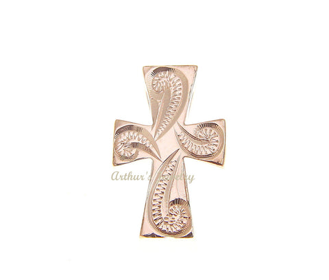 925 STERLING SILVER HIS HERS HAWAIIAN SCROLL PINK GOLD CROSS HORSESHOE PENDANT