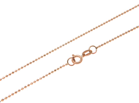 1MM SOLID 14K PINK ROSE GOLD DIAMOND CUT BEAD BALL CHAIN NECKLACE 16 18 20 - 24"