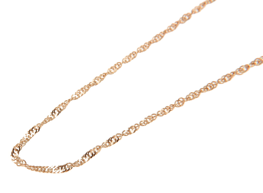 1MM 14K SOLID PINK ROSE GOLD SINGAPORE CHAIN NECKLACE 16