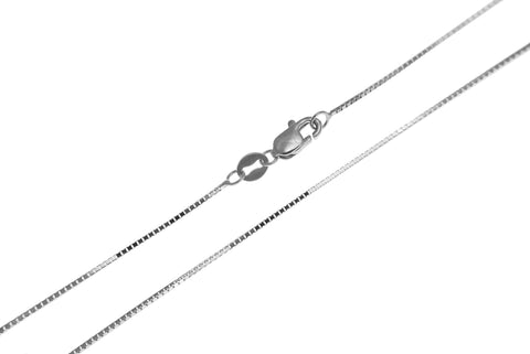 0.65MM 14K WHITE GOLD SHINY ITALIAN BOX CHAIN NECKLACE LOBSTER CLASP 16"-24"