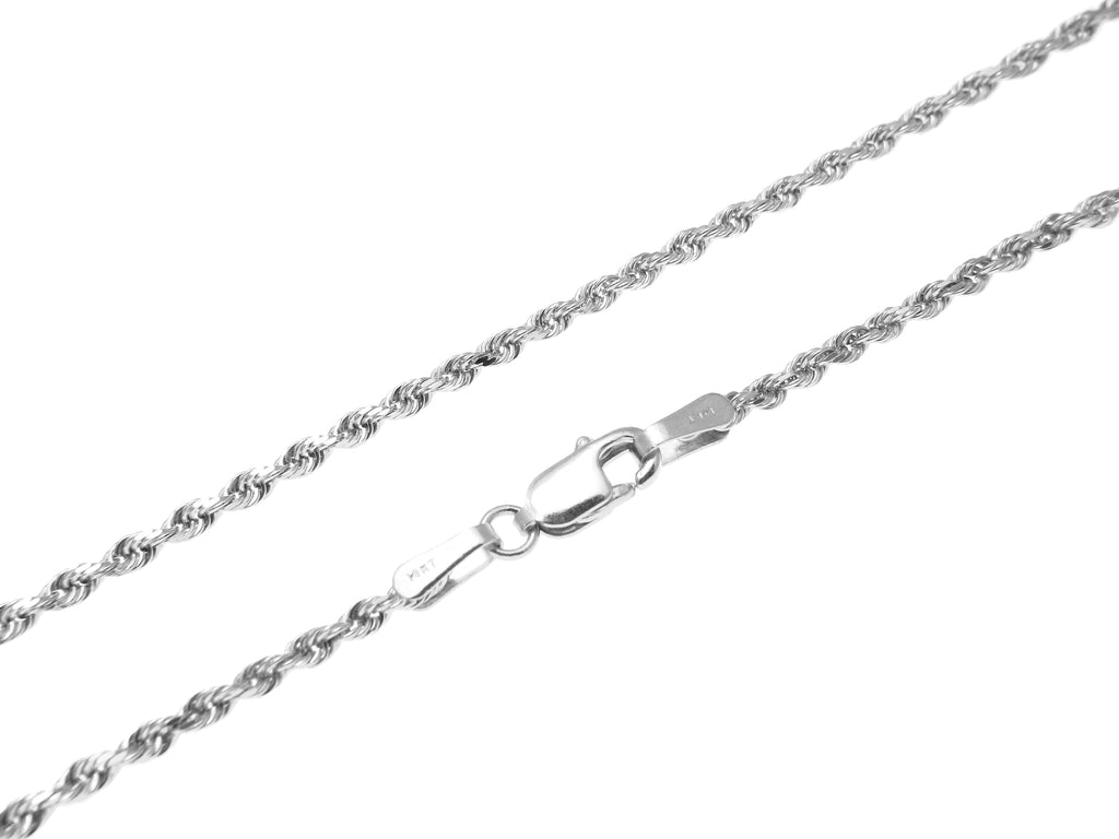 1.85MM SOLID 14K WHITE GOLD DIAMOND CUT ROPE CHAIN NECKLACE 16" 18" 20" 22" 24" 30"