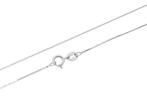 1MM SOLID 14K WHITE GOLD SHINY ITALIAN BOX CHAIN NECKLACE LOBSTER