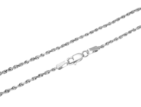 1.5MM SOLID 14K WHITE GOLD DIAMOND CUT ROPE CHAIN NECKLACE 16" 18" 20" 22" 24" 30"