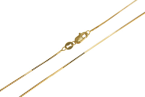 0.65MM 14K YELLOW GOLD SHINY ITALIAN BOX CHAIN NECKLACE LOBSTER CLASP 16"-24"