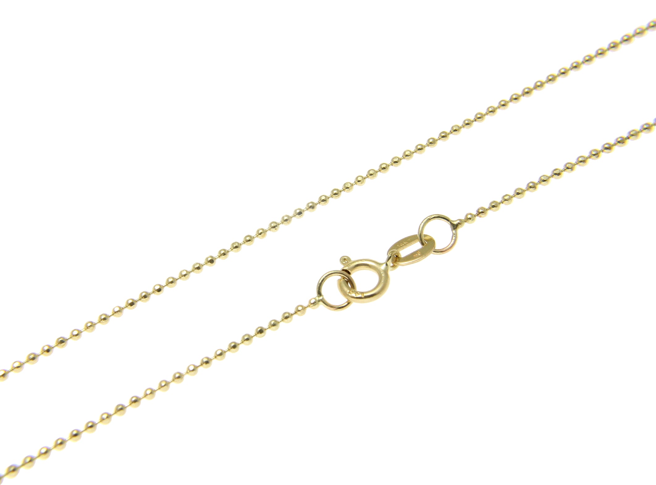 14k Yellow Gold Diamond Cut Beaded Chain Necklace