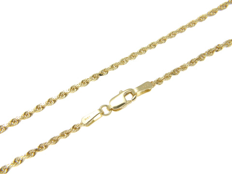 1.85MM SOLID 14K YELLOW GOLD DIAMOND CUT ROPE CHAIN 16" 18" 20" 22" 24" 30"