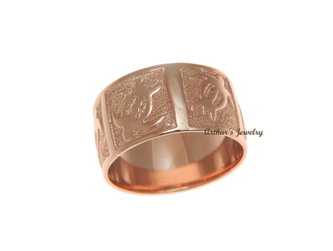 14K SOLID PINK ROSE GOLD 8MM CUSTOM MADE PERSONALIZED HAWAIIAN HONU TURTLE RING