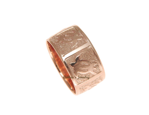 14K SOLID PINK ROSE GOLD 8MM CUSTOM MADE PERSONALIZED HAWAIIAN HONU TURTLE RING