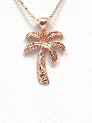 21MM PINK ROSE GOLD PLATED SILVER 925 HAWAIIAN PALM TREE SCROLL PENDANT CHARM