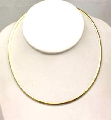 3MM YELLOW GOLD SILVER 925 ITALIAN REVERSIBLE OMEGA NECKLACE CHAIN 16" 18" 20"