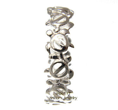 STERLING SILVER 925 HAWAIIAN CUT OUT HONU TURTLE LEI BAND RING SIZE 3-10