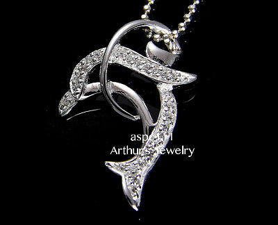 STERLING SILVER 925 HAWAIIAN DOLPHIN SLIDER PENDANT CZ