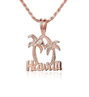 ROSE GOLD PLATED STERLING SILVER 925 HAWAIIAN PALM TREE HAWAII PENDANT