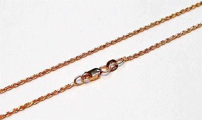 1MM 14K PINK ROSE GOLD DIAMOND CUT ROPE CHAIN NECKLACE LOBSTER CLASP 16" -24"