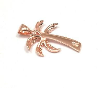 21MM PINK ROSE GOLD PLATED SILVER 925 HAWAIIAN PALM TREE SCROLL PENDANT CHARM