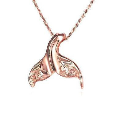18MM ROSE GOLD PLATED SILVER 925 HAWAIIAN SCROLL WHALE TAIL SLIDER PENDANT