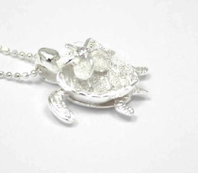 SILVER 925 HAWAIIAN 3D MOVING TURTLE CARRY MOVABLE PLUMERIA FLOWER PENDANT