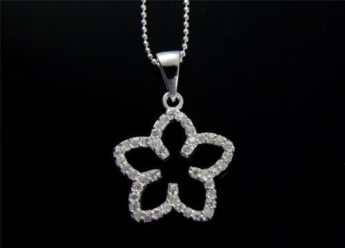 Sterling Silver Hawaiian Plumeria Lei Slipper Flip-flop Cubic Zirconia