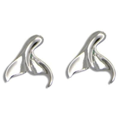 SILVER 925 HAWAIIAN HIGH POLISH SHINY WHALE TAIL EARRINGS SMALL