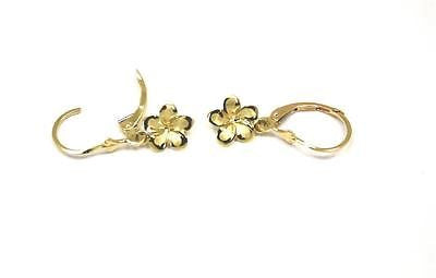 14K Solid Yellow Gold Hawaiian Plumeria Flower Charm / Pendant – 9mm – No Stone