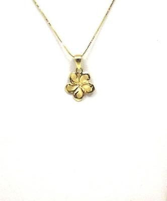 9MM SOLID 14K YELLOW GOLD HAWAIIAN FANCY TROPICAL PLUMERIA FLOWER CHARM PENDANT