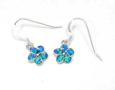 INLAY OPAL 925 STERLING SILVER 12MM HAWAIIAN PLUMERIA FLOWER WIRE HOOK EARRINGS