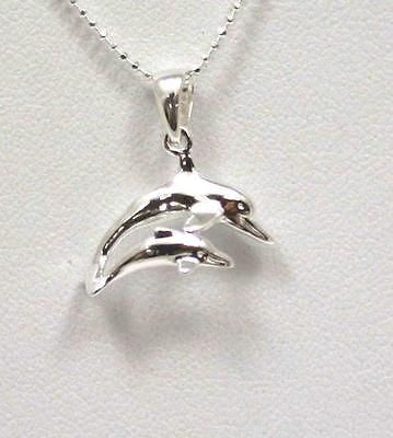 925 STERLING SILVER HIGH POLISH SHINY HAWAIIAN DOUBLE DOLPHIN PENDANT