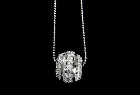 STERLING SILVER 925 HAWAIIAN PLUMERIA FLOWER BALL PENDANT 13MM