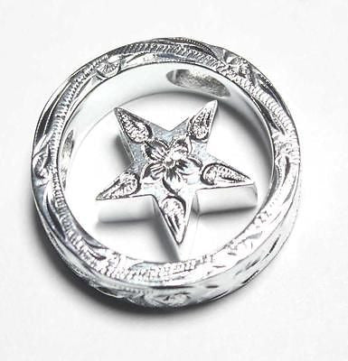 THICK HEAVY SILVER 925 HAWAIIAN SCROLL CIRCLE STAR PENDANT