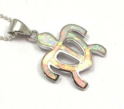 INLAY OPAL SILVER 925 HAWAIIAN HONU TURTLE PENDANT MEDIUM