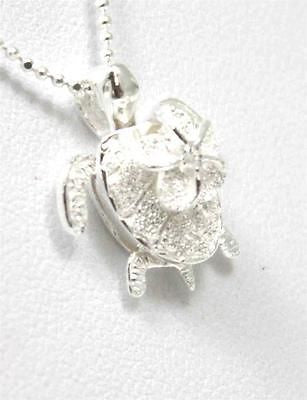 SILVER 925 HAWAIIAN 3D MOVING TURTLE CARRY MOVABLE PLUMERIA FLOWER PENDANT