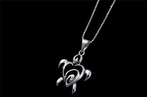 STERLING SILVER 925 SHINY HAWAIIAN HONU TURTLE PENDANT 17.5MM