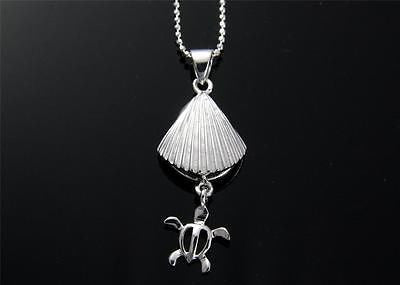 STERLING SILVER 925 HAWAIIAN SEA SHELL DANGLE BABY HONU TURTLE PENDANT