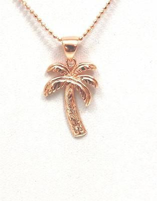 16MM PINK ROSE GOLD PLATED SILVER 925 HAWAIIAN PALM TREE SCROLL PENDANT CHARM